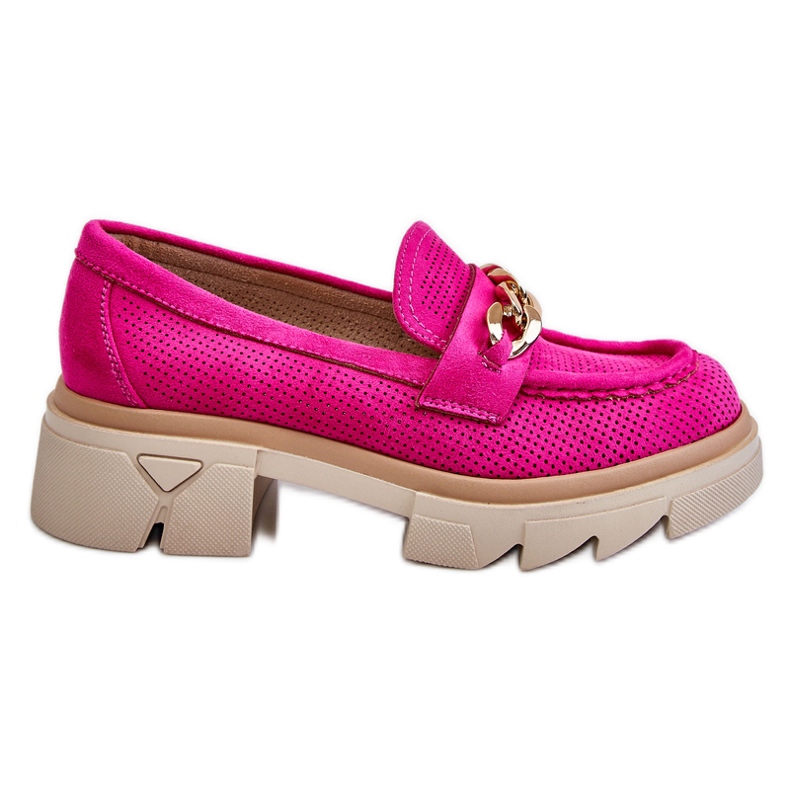 Damen Brogues Loafer mit Kette Fuchsia Luella rosa