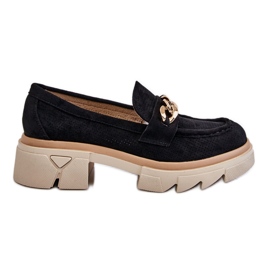 PM1 Damen Brogues Loafer mit Kette Schwarz Luella