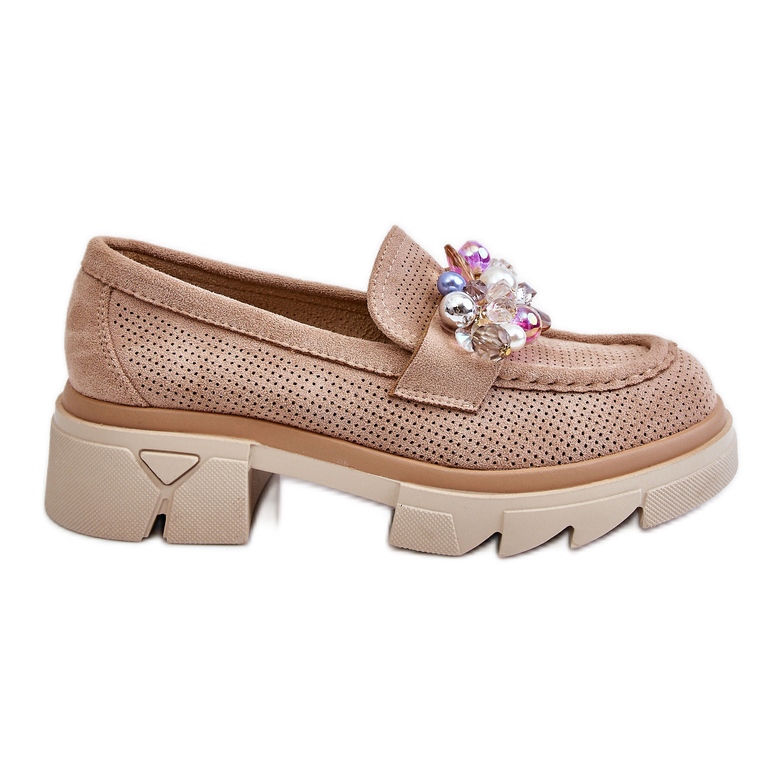 Loafer Damenschuhe mit Verzierungen Beige Issac