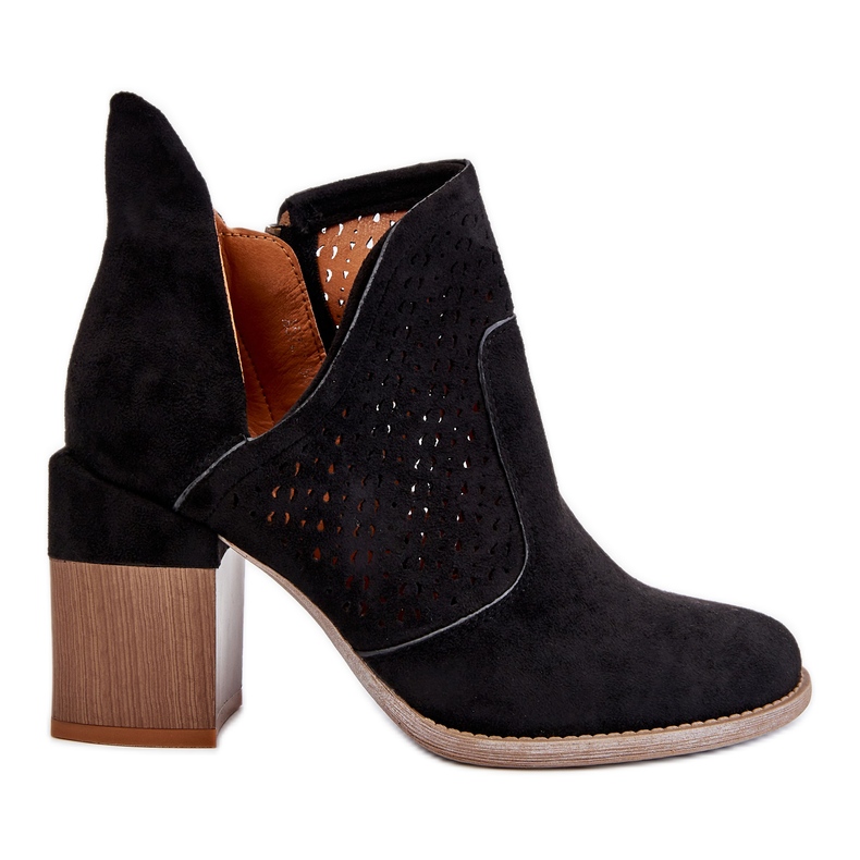 PM1 Schwarze Layne Wildlederstiefel mit Aussparungen