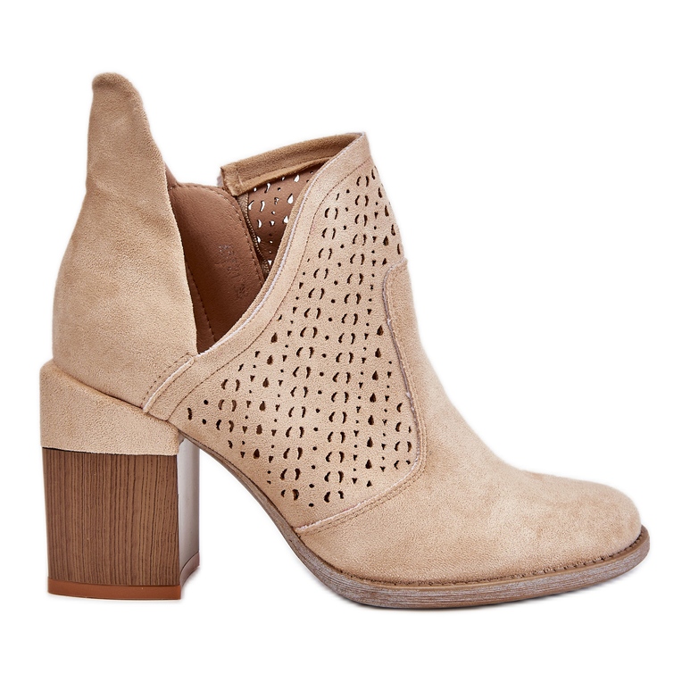 PM1 Layne Hellbeige Wildlederstiefel mit Aussparungen