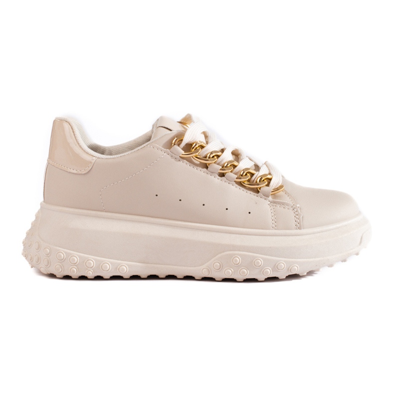 Beige Damensneaker mit Shelovet-Kette