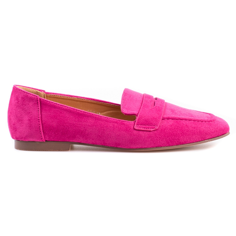 Fuchsiafarbene Wildleder-Loafer für Damen von Shelovet rosa