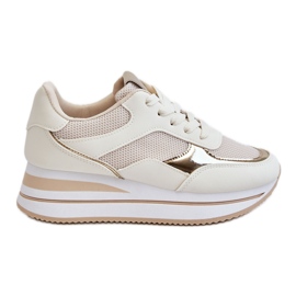 Turnschuhe mit Keilabsatz für Damen Hellbeige Rubin