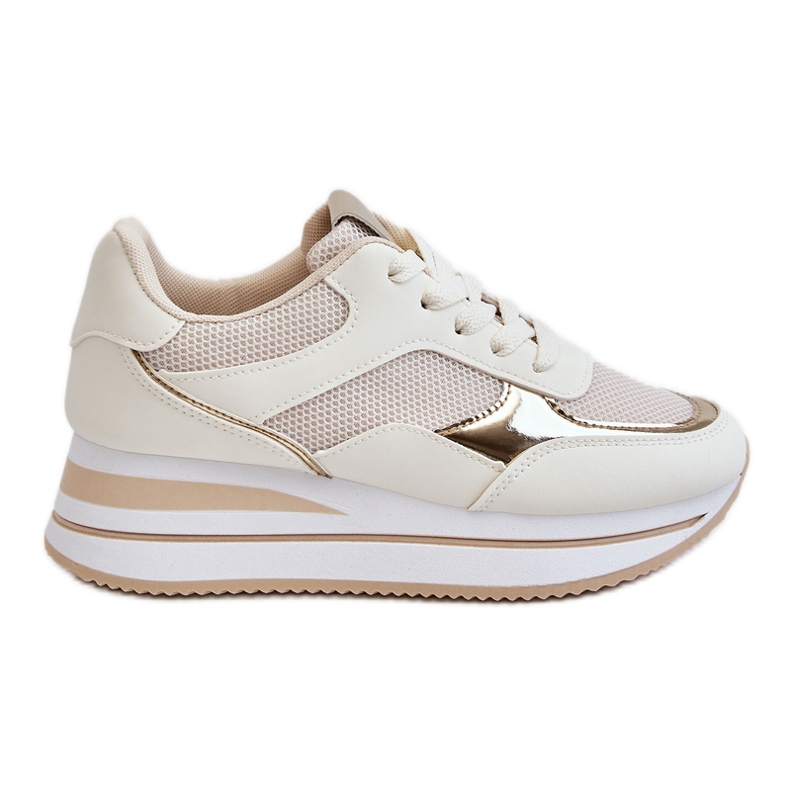 Turnschuhe mit Keilabsatz für Damen Hellbeige Rubin