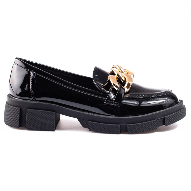 Goodin Schwarze Shelovet Damenschuhe mit goldener Kette