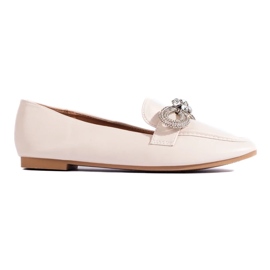 Elegante Damenmokassins mit Verzierung beige