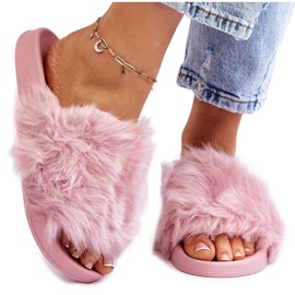 PM1 Helllila Allyson Rubber Fur Slides rosa
