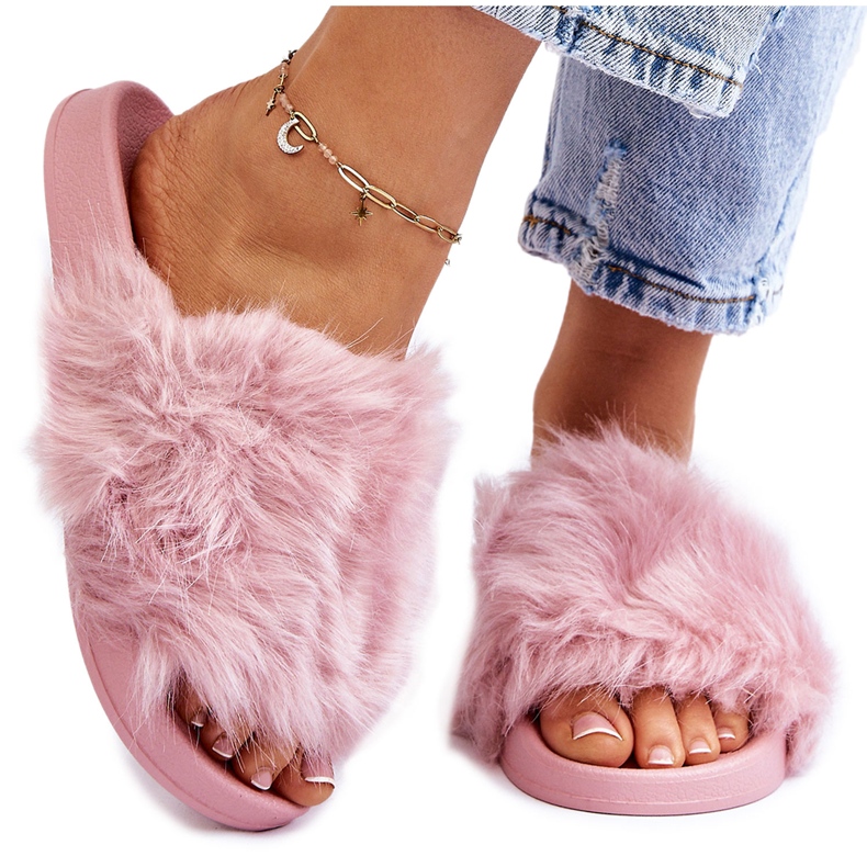 PM1 Helllila Allyson Rubber Fur Slides violett rosa