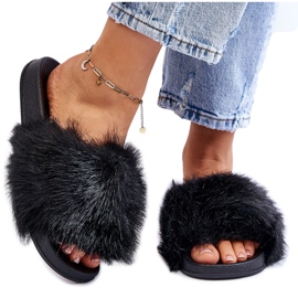 PM1 Schwarze Kennet-Pelzhausschuhe für Damen