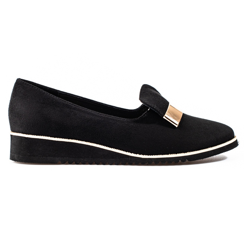 Leichter Damenschuh Shelovet mit Goldverzierung aus Wildleder schwarz