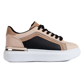 Beige Damen-Sneaker mit Glitzer