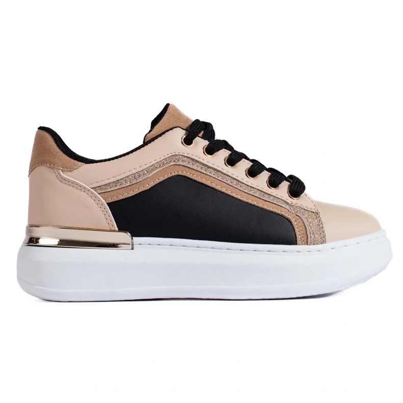 Beige Damen-Sneaker mit Glitzer
