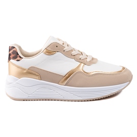 Shelovet Damen-Sportschuhe mit Leopardenmuster an der Ferse beige