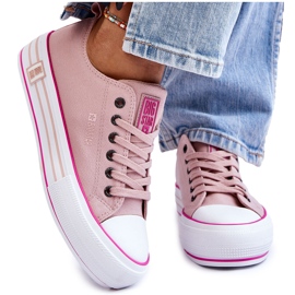 Damen Stoff Plateau Sneakers Big Star LL274181 Pink rosa