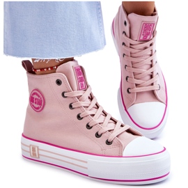 Hohe Textil-Plateau-Sneaker für Damen Big Star LL274186 Rosa