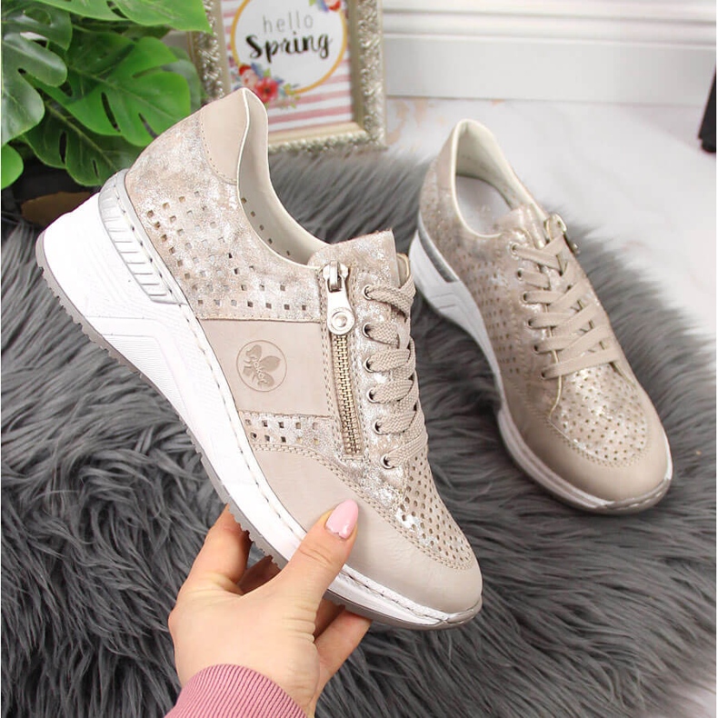 Rieker N4327-80 beige Damen Keilschuhe