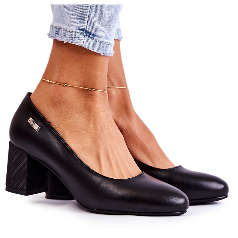 Lederpumps an einer Stange Sergio Leone PB178 Schwarz