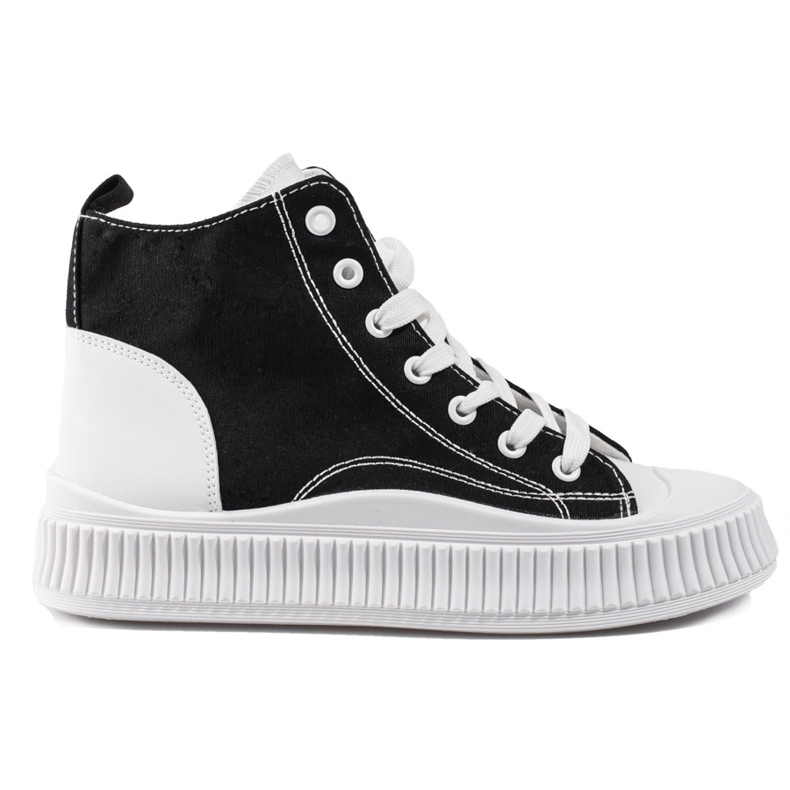 Shelovet Damen Sneaker hoch weiß und schwarz