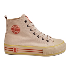 Damen High Textile Plateau Sneakers Big Star LL274187 Beige