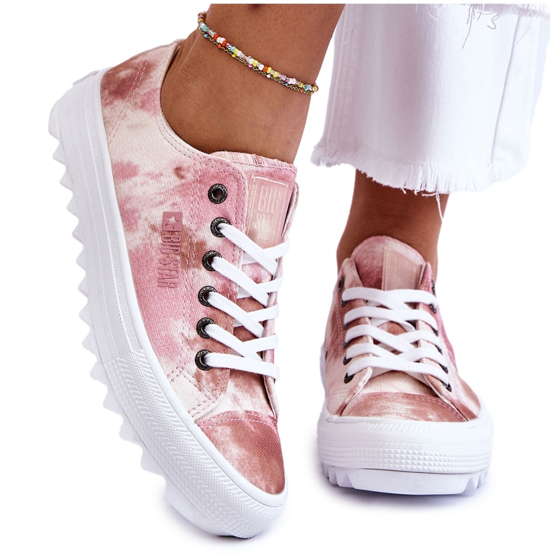 Modischer Sneaker Low Big Star LL274044 Rosa-Beige weiß