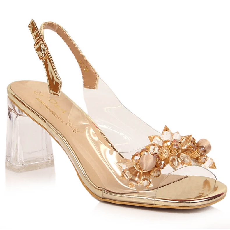 Damensandalen mit transparentem Goldabsatz D&amp;A MR-C1 golden