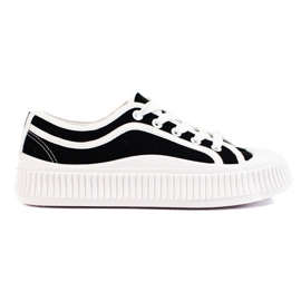 Shelovet schwarze Damen-Sneaker mit niedrigem Plateau
