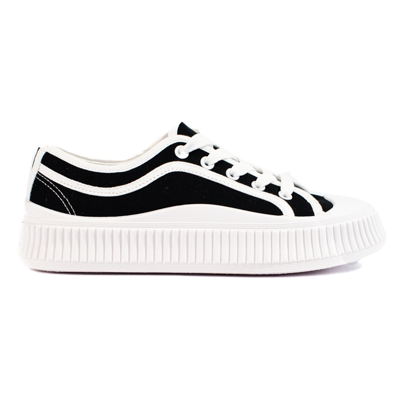 Shelovet schwarze Damen-Sneaker mit niedrigem Plateau