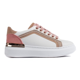 Weiße Damensneaker Shelovet mit Glitzer beige