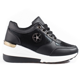 Schwarze Shelovet Wedge-Sneakers für Damen