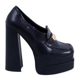 Ambra Schwarze Loafer mit Absatz