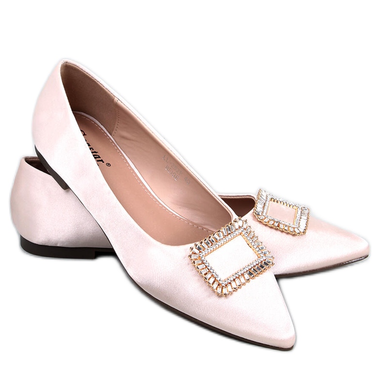 PA1 Elegante Ballerinas mit Steinen in Lorella Beige