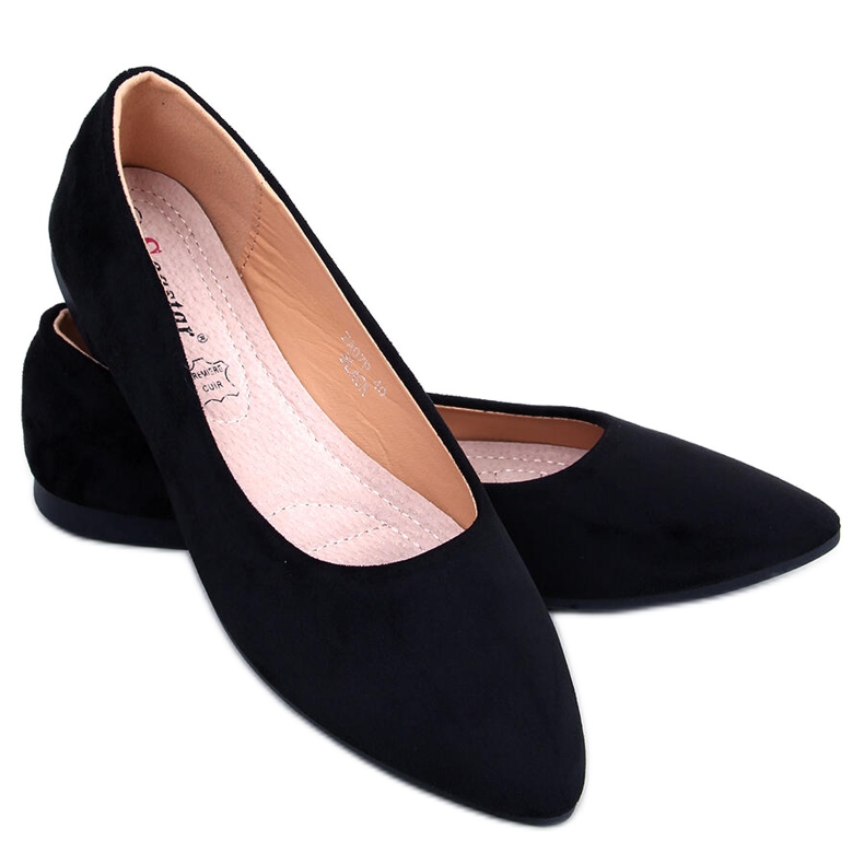BM Ballerinas mit Leder Keys Black Einsatz schwarz