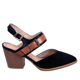 BM Chiatti Schwarze Pumps mit offenem Absatz