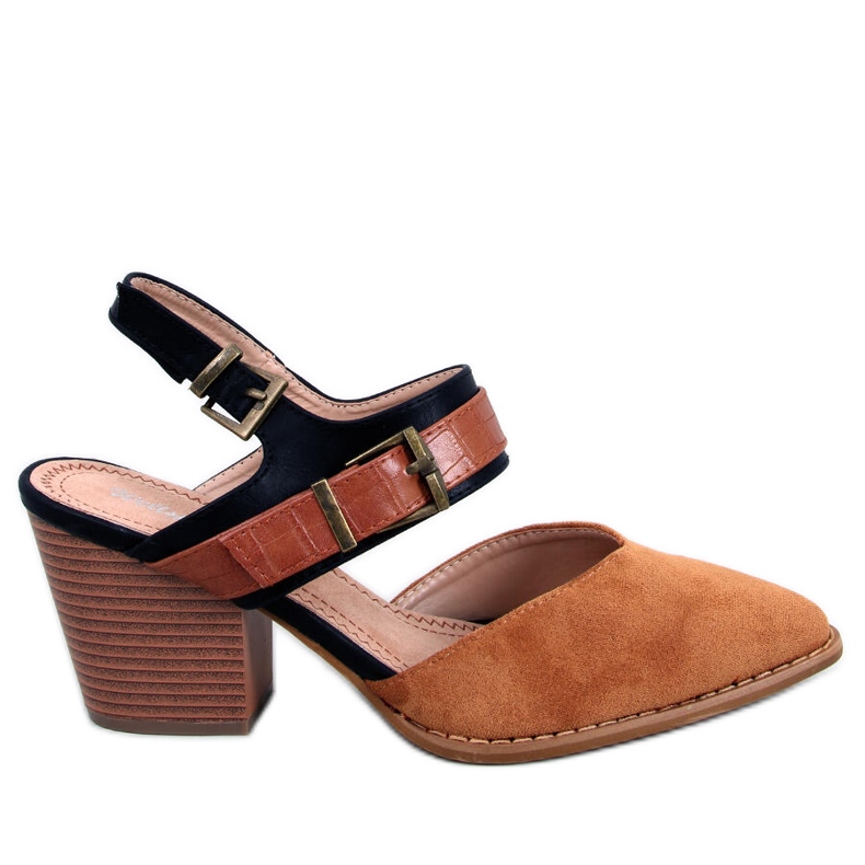 BM Chiatti Camel Pumps mit offenem Absatz braun