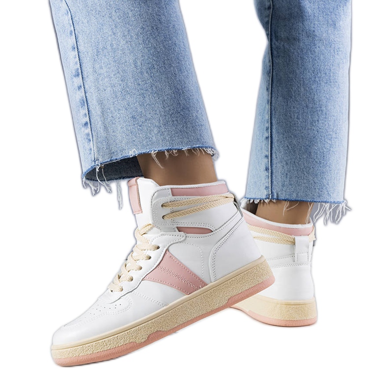 Pinkfarbene High-Top-Sneakers von Robin weiß