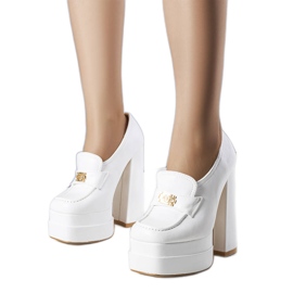 Weiße Pumps auf dickem Block von Janie