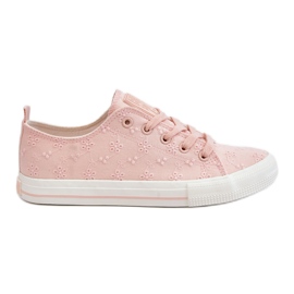 Big Star bestickte Damenturnschuhe LL274224 Pink rosa
