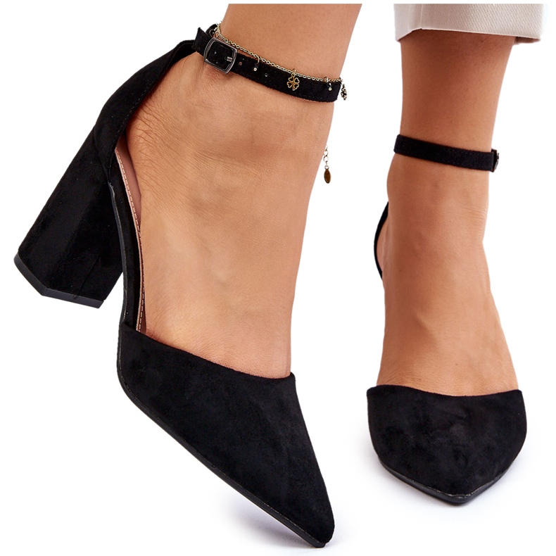 Pumps mit Absatz aus schwarzem Lexie-Wildleder