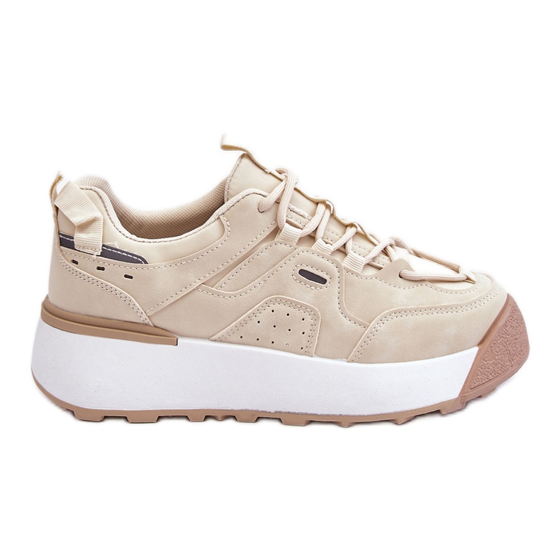 PS1 Damen Plateau Sportschuhe Hellbeige Dakari