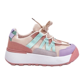 PS1 Damen Wildleder Plateau Sneakers Beige Rosa Rohan