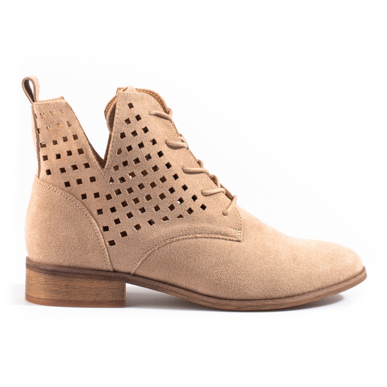 W. Potocki Durchbrochener Damen-Schnürstiefel Potocki beige