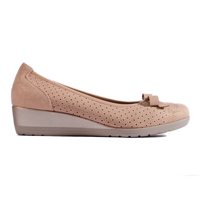 W. Potocki Damen-Pumps mit niedrigem Keilabsatz Potocki durchbrochen beige