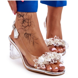 S.Barski Modische Sandalen mit Perlen Silber Terrance