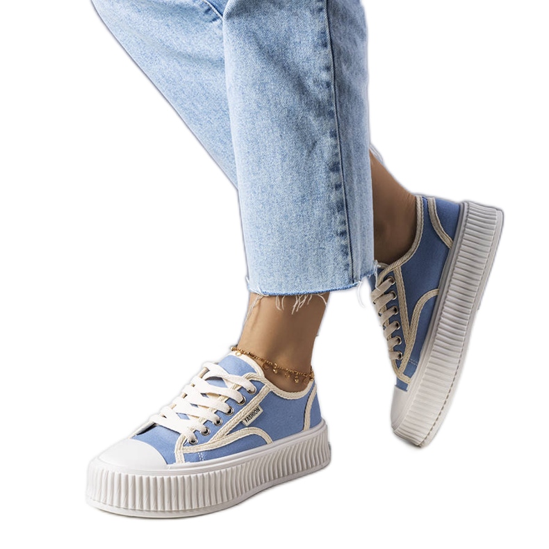 Connie blaue Plateau-Sneakers