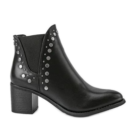 PA1 Schwarze Stiefel mit Absatz und Strass von Louisa