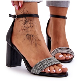 Elegante Sandalen mit Zirkonia High Heels Black Laurene schwarz