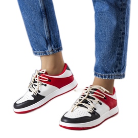 Schwarz-rote Retro-Sneakers von Shari weiß