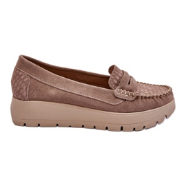 Lemar Milana Wildleder-Plateau-Loafer Dunkelbeige