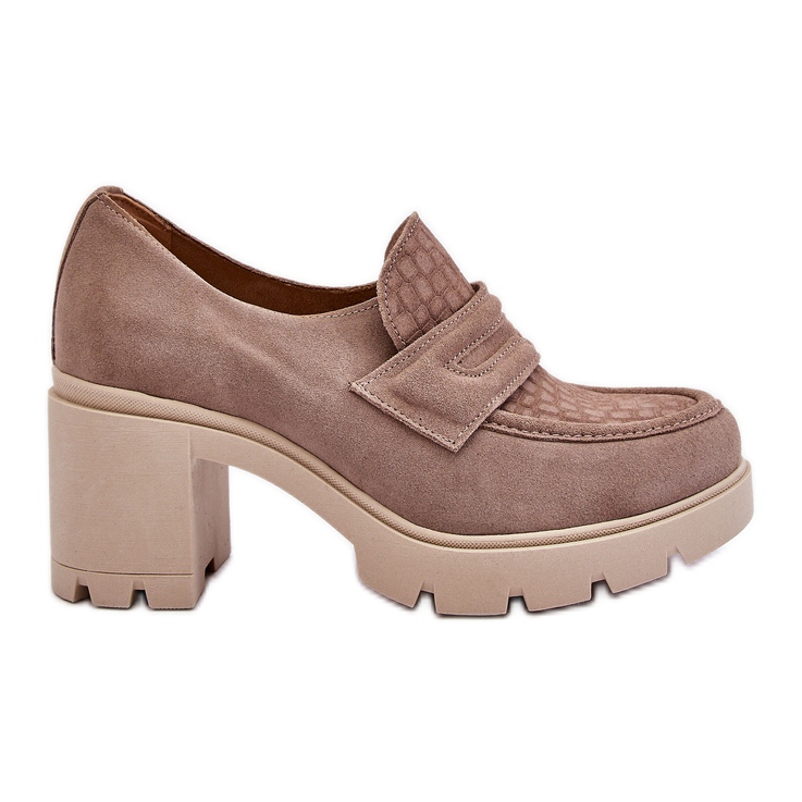 Lemar Arabell Suede Chunky Heel und Plateauschuhe Dunkelbeige
